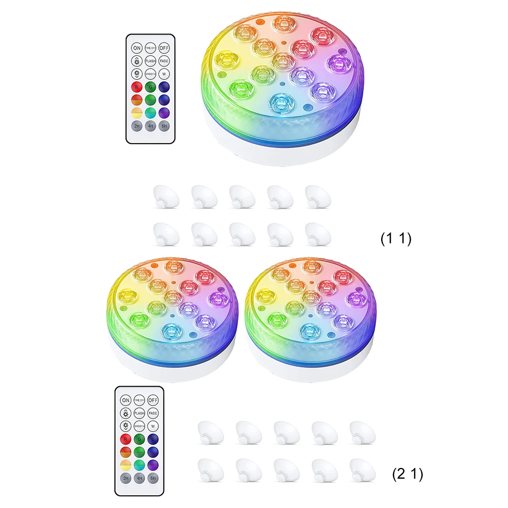 

16 Colors Submersible 13 Led Light with Suction Cup Swimming Pool Underwater Night Lamp for Outdoor Pond Fountain Vase Garden