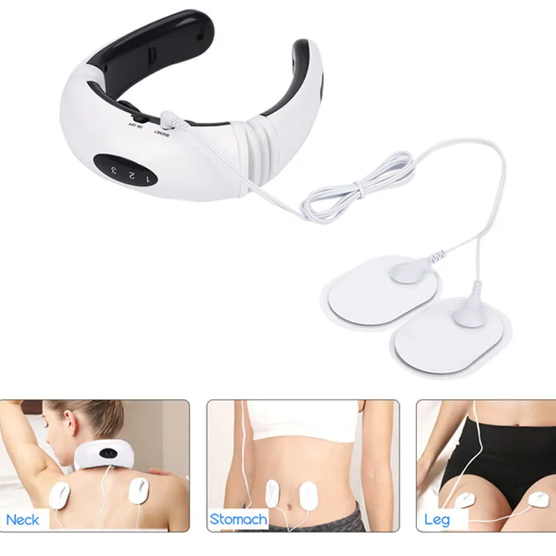 

Electric Neck Cervical Traction Therapy Massage Collar EMS Electronic Pulse Body Massager Electrode Pads