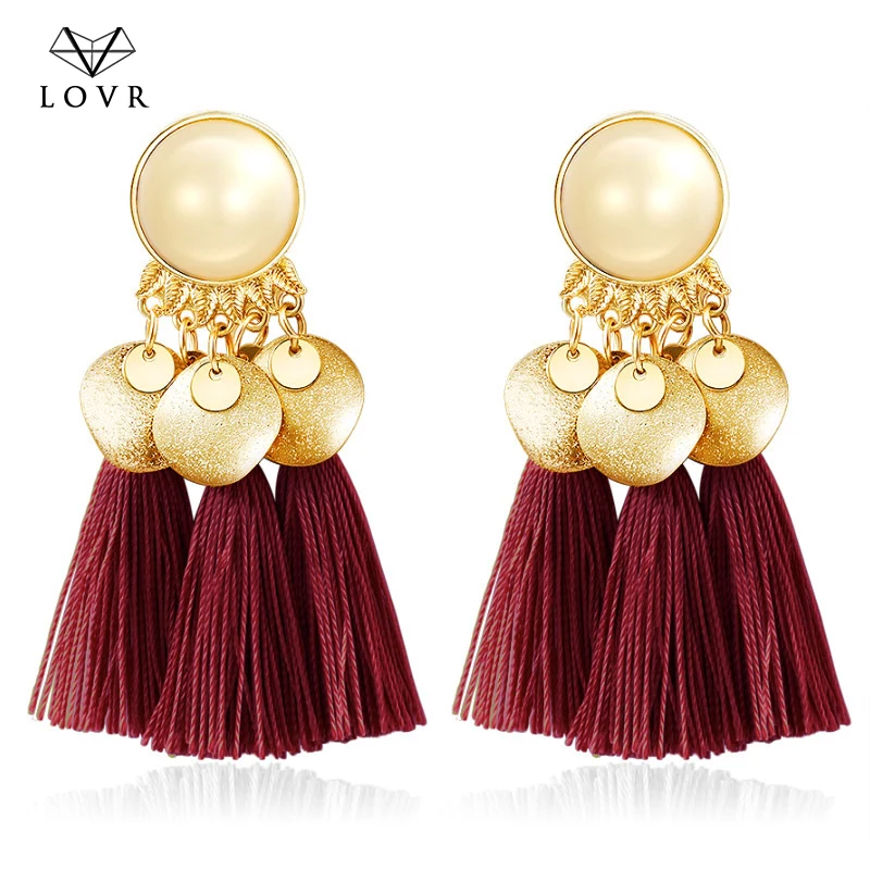 

LOVR 2019 Bohemian Ethnic Tassel Drop Earrings for Women Lady Madam Fashion Vintage Long Fringe Dangle Women Earrings Jewelry