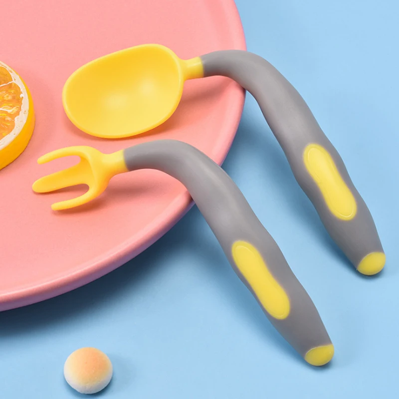 

Baby Training Spoon Fork Soft Head Feeding Infant Food Grades PP+TPE Material Children's Cutlery Set With Storage Box