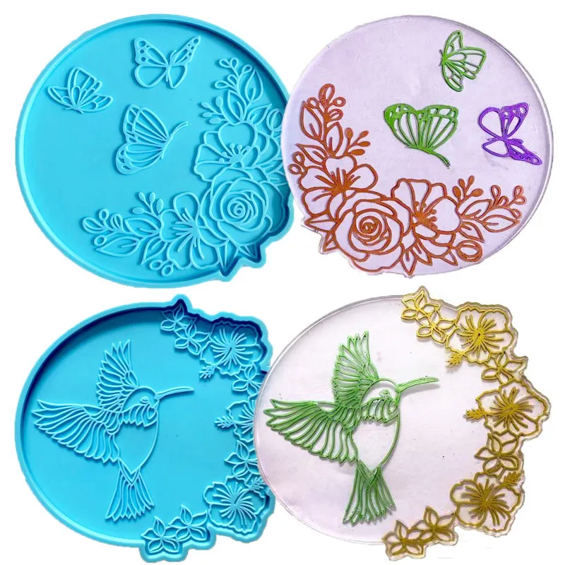 

Butterfly Coaster Silicone Mold DIY Epoxy Resin Mold Round Flower Tea Tray Home Decoration Jewelry Making Tools Handmade Crafts