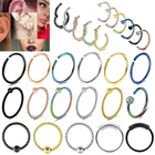 1 предмет Цветной 316L кольцо для носа из нержавеющей стали 16g, 14g Clickr кольца для пирсинга перегородки носа кольца ушной хрящ спираль украшения для пирсинга губ6810 мм