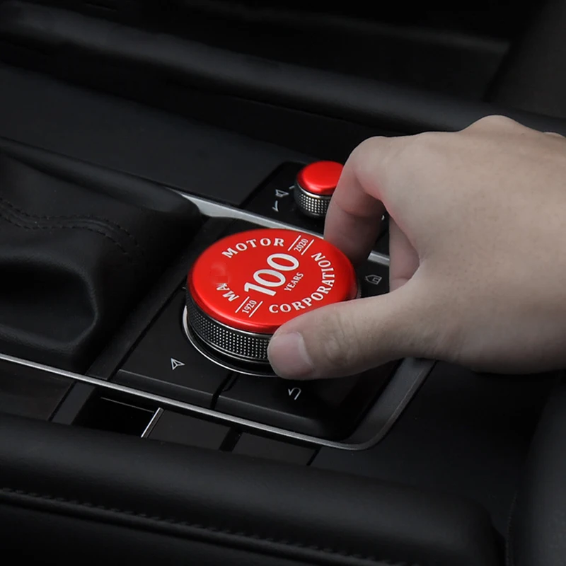 Aluminum Alloy 100 Years Corporation Central Control Knob Button Cover Sticker for Mazda 3 Axela BP CX-30 Accessories 2020-2022
