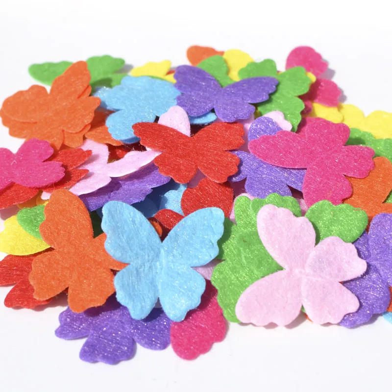 60 Stück Stoffflicken in verschiedenen Farben, Schmetterlingsfilz-Applikation für Bastelarbeiten/Kleidung, DIY-Scrapbooking-Zubehör – Detail 4