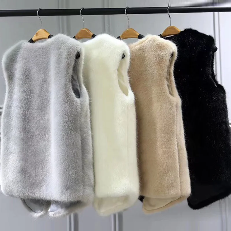 Женский утепленный жилет из искусственного лисьего меха в Корейском стиле |