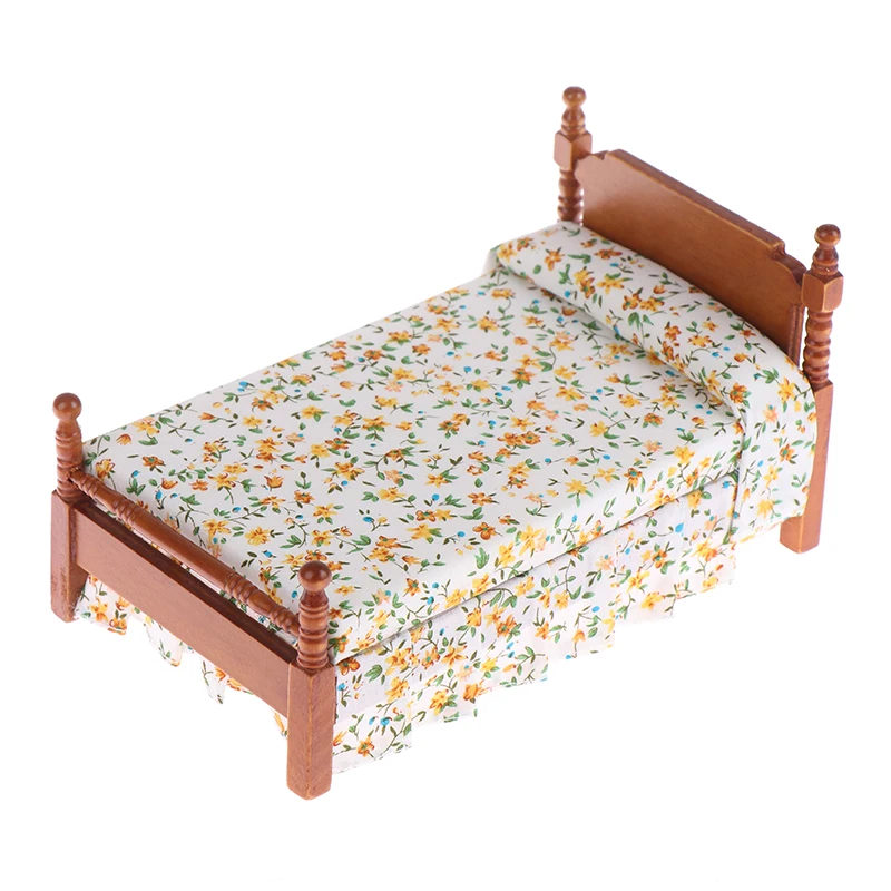 

1:12 Dollhouse Miniature Bed Dollhouse Bedroom Furniture Kids Pretend Play Toys For Dollhouse Decoration New