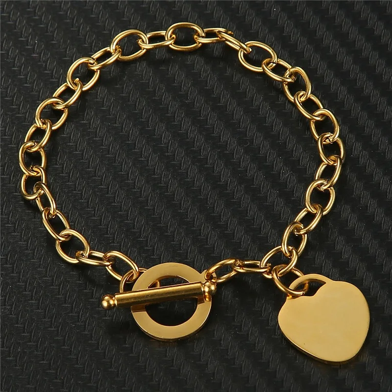 Цепочка Из Нержавеющей Стали 316L браслет с персиковым сердцем для женщин и