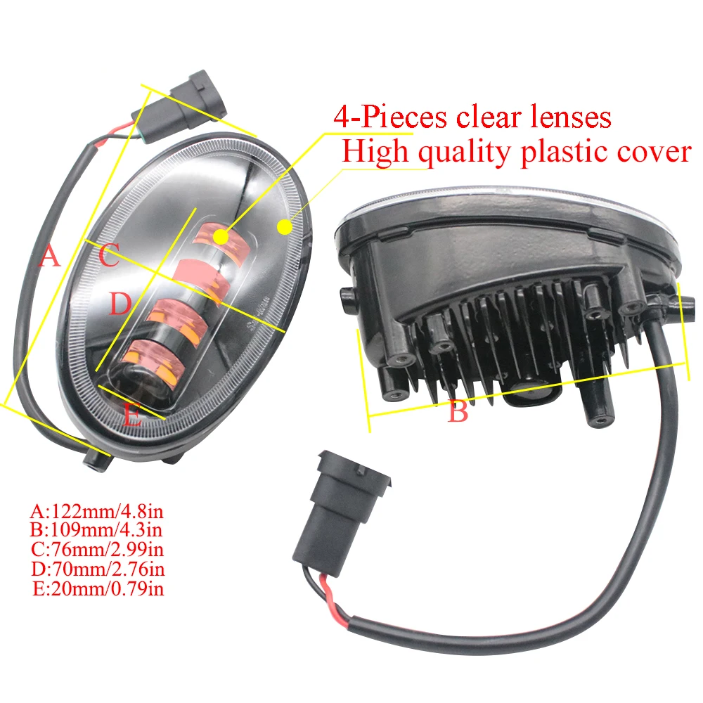 Pair Car LED Fog Lights Cut-Line Lens White + Yellow Double Colors Headlight Lamp for Honda Fit Sport North America GD 2007 2008 |
