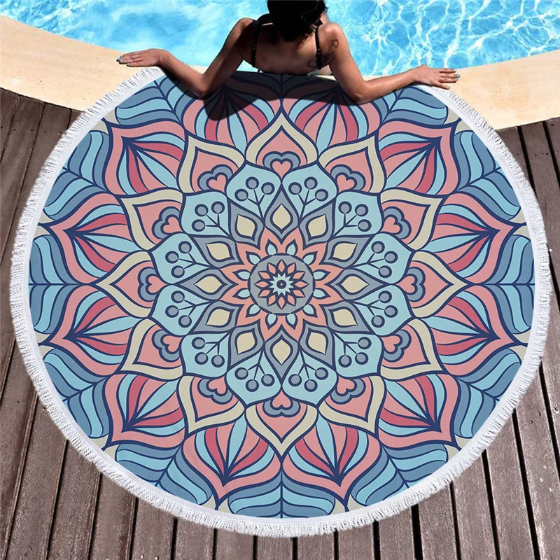 

Nordic Round Beach Towel Boho Ethnic Mandala Tassel Carpet for Living Room Microfiber Big Floor Rug Modern Classic Bath Towel