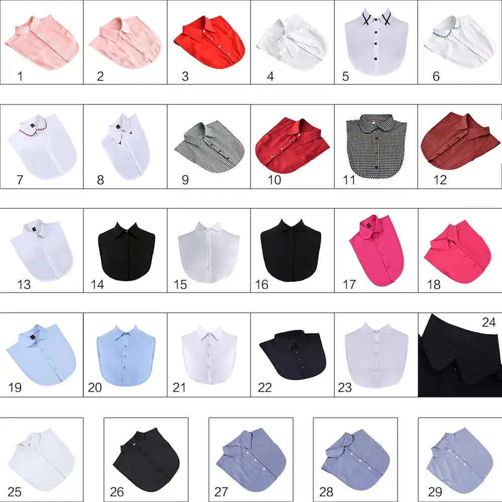 29 стилей женские съемный ложный воротник плотная ткань Цвет в ретро стиле мелкую