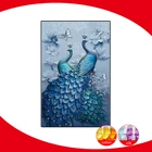 Набор для вышивки крестиком из двух синих павлинов 11CT