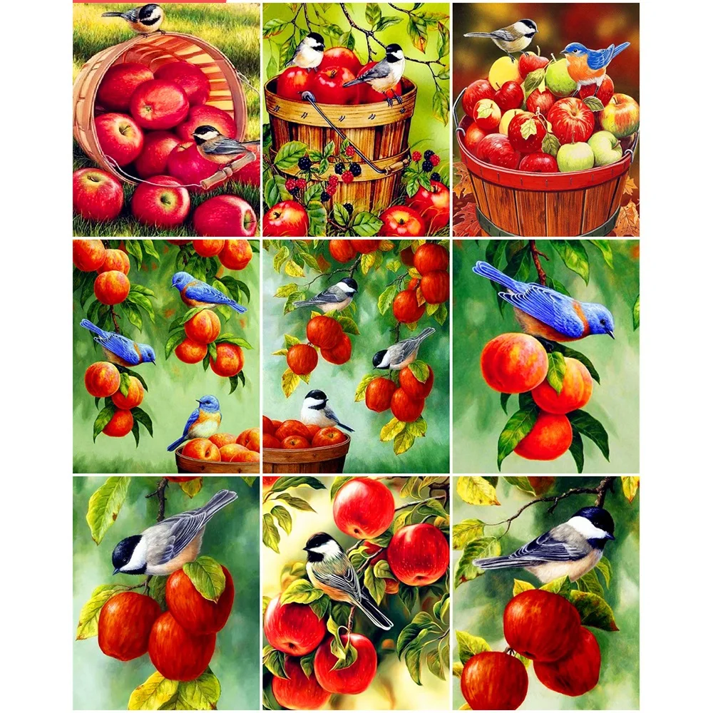 

Набор для алмазной вышивки крестиком с изображением красных Яблоков, Набор для творчества, мозаика из фруктов 5D «сделай сам», домашний деко...