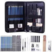 40pcs professional art pencil set graphite sketch pencils set complete drawing kit include charcoals pastel zippered carry case