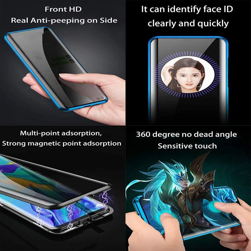 

360 Protective Anti Privacy Magnetic Case for Samsung Galaxy S20FE S10E A51 A71 Note 20 10 9 8 S21 Ultra S9 S8 Plus Magnet Cover