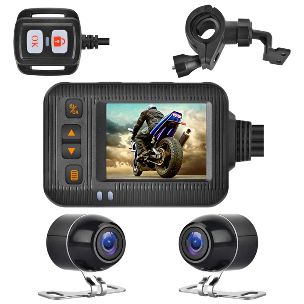 

Waterproof Motorcycle Dash Cam Front + Rear Camera 2 inch Display Motorbike Parking Monitoring Video Recorder DVR System