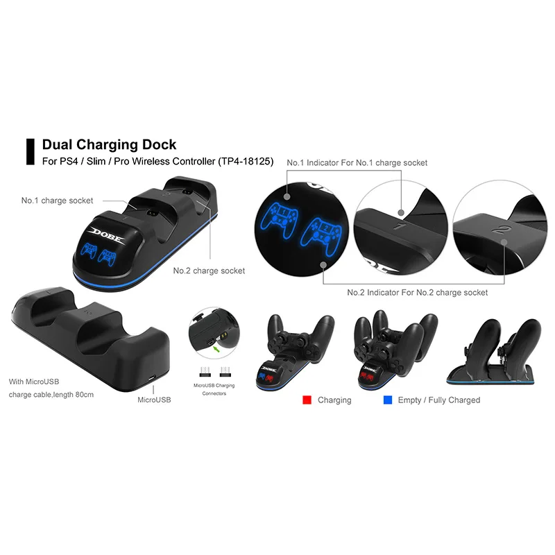 Быстрая зарядка PS4 Contrpller зарядная док станция с двойной ручкой со светодиодным