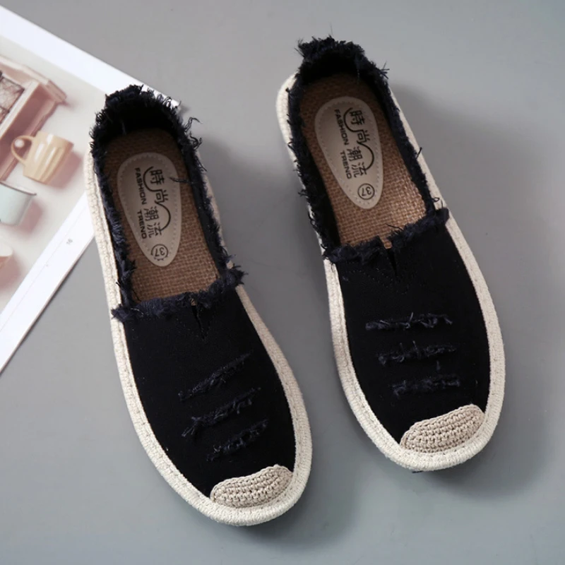 Женские парусиновые кроссовки белые Эспадрильи на плоской подошве Модные