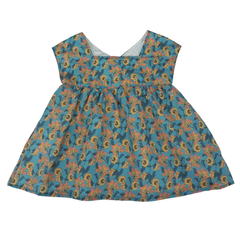 

Cotton Linen Baby Girls floral dress kids vintage flower blouse children's Clothes Summer 2021 new cute child girls cotton tops