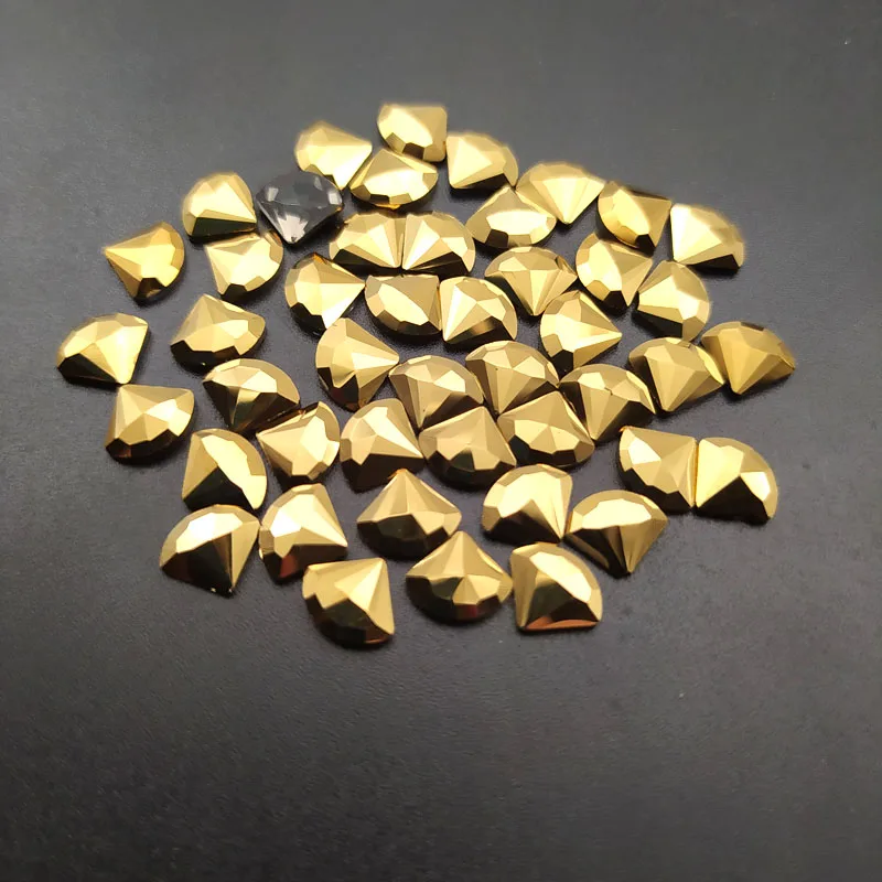 

100 шт./пакет Золотая Руда плоская задняя Стразы для ногтей высшее качество кристалл без горячей фиксации Стразы для ногтей для 3D маникюрного...