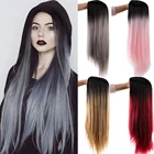 LUPU синтетический Miss афроамериканская сестра с длинными прямыми волосами, для девушек розовый смешанный золотой длинный парик термостойкий