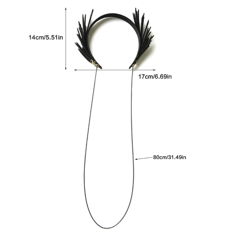 Tassel Wing Headwear Gothic Hairband with Chian Non Slip Headpiece Photo Props Fancy Dress Halloween Accessories |