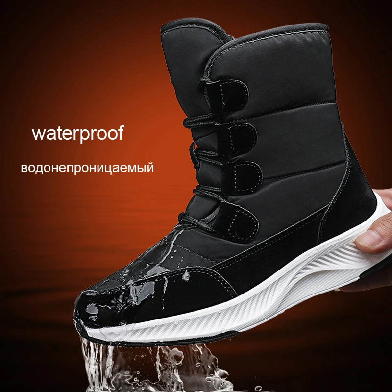 

Waterproof Snow Boots Winter Women's Shoes White Mid-tube Non-slip Thick Plush Super Warm Short Boots Big Size 42 Botas De Mujer