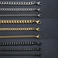 vnox solid stainless steel bracelets for men women black gold color metal punk casual curb cuban link chain bracelets