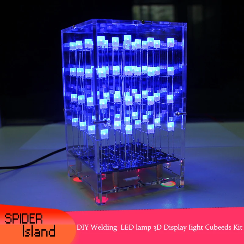 СВЕТОДИОДНЫЙ Набор Cubeeds DIY 4*4*4 электронный комплект сделай сам 3D свет два цвета