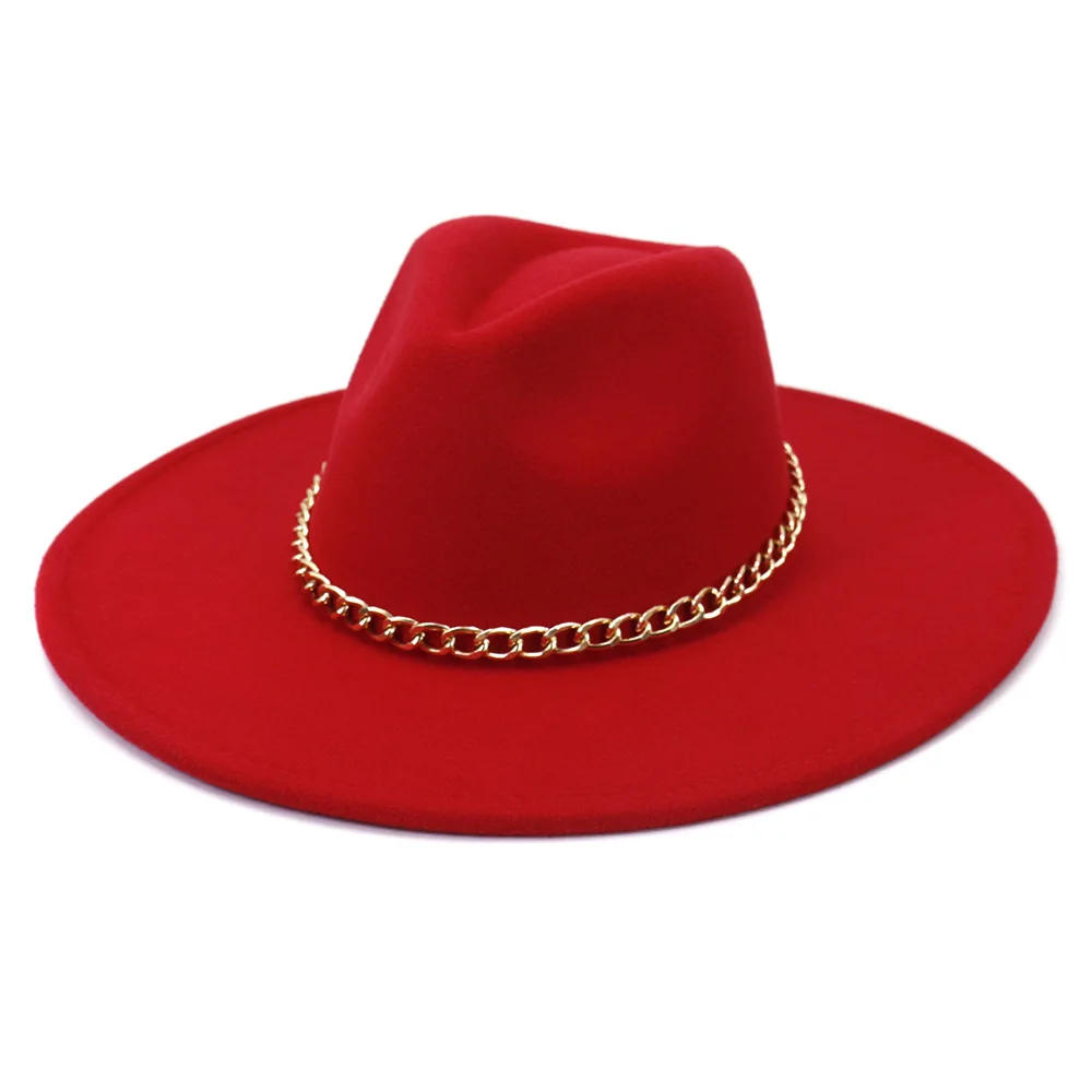 

Шляпа в стиле джаз для мужчин и женщин, элегантная фетровая Федора с цепочкой и широкими полями, в винтажном стиле, в гангстерском стиле, зим...