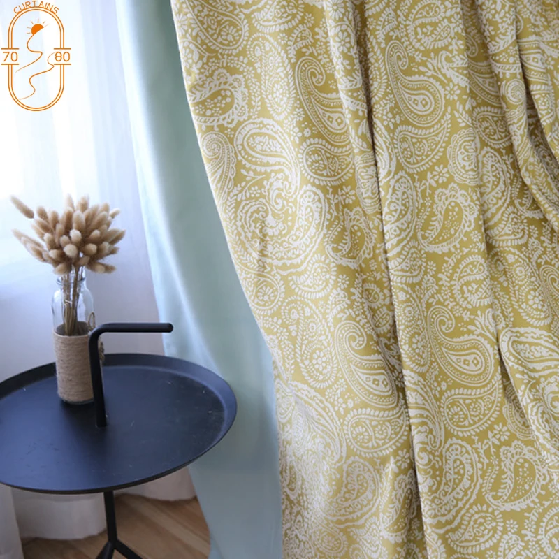 Nordic Light Luxury Jacquard Cotton Linen Blackout Curtains for Living Room Bedroom Study Customized Finished Product