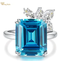 wong rain vintage 925 sterling silver emerald cut created moissanite gemstone wedding engagement ring fine jewelry wholesale