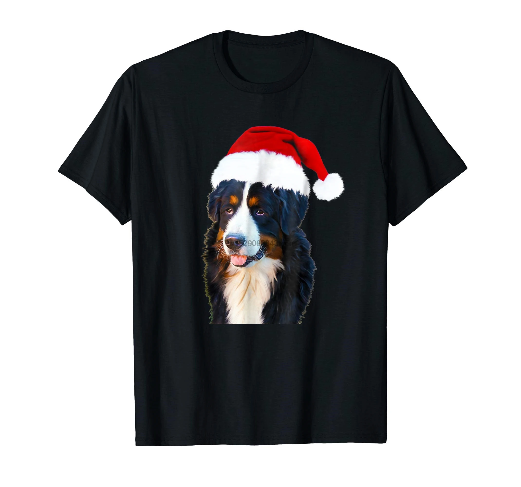 

Merry Christmas T-Shirt-Men's Santa Claus Hat T-Shirt-Black Bernese Mountain Dog