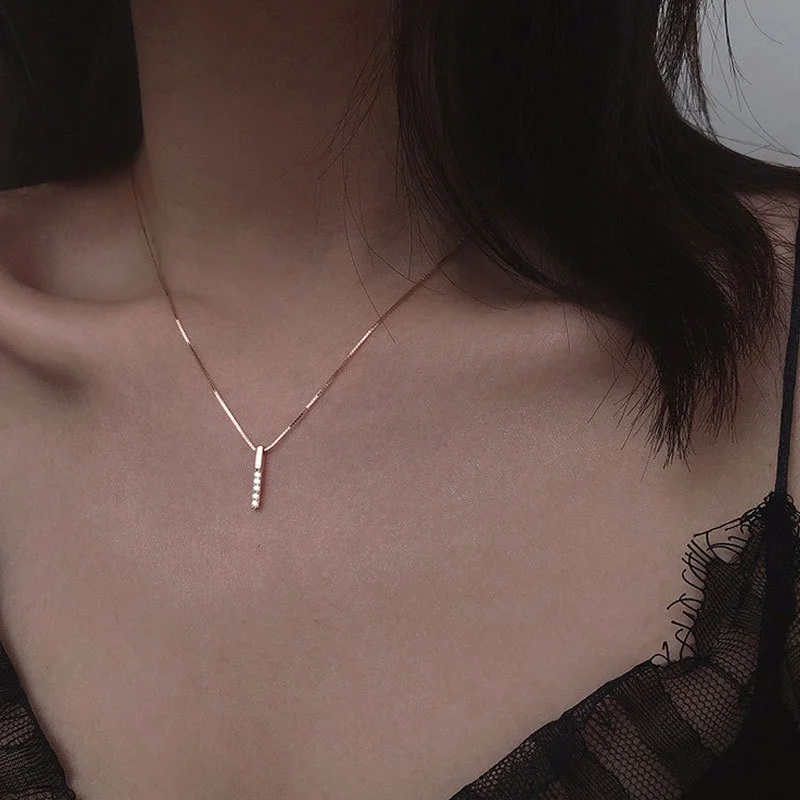 

Trendy 925 Silver Geometric Necklace for Women Korean Fashion Clavicle Chain Temperament Student Niche Chain Necklace Jewelry