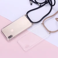 chain necklace lanyard transparent phone case cover with strap for iphone 11 12 13 pro max xs xr x 6 7 8plus luxury phone shell
