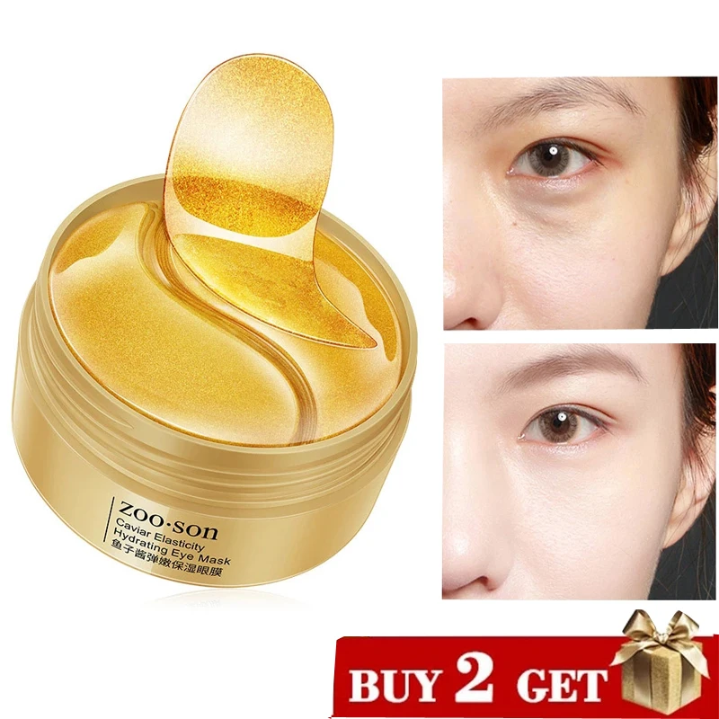 

60PC Gold Caviar Moisturizing Crystal Collagen Eye Mask Anti-Wrinkle Anti Aging Eye Skin Care Patch Dilute Fine Lines Mask
