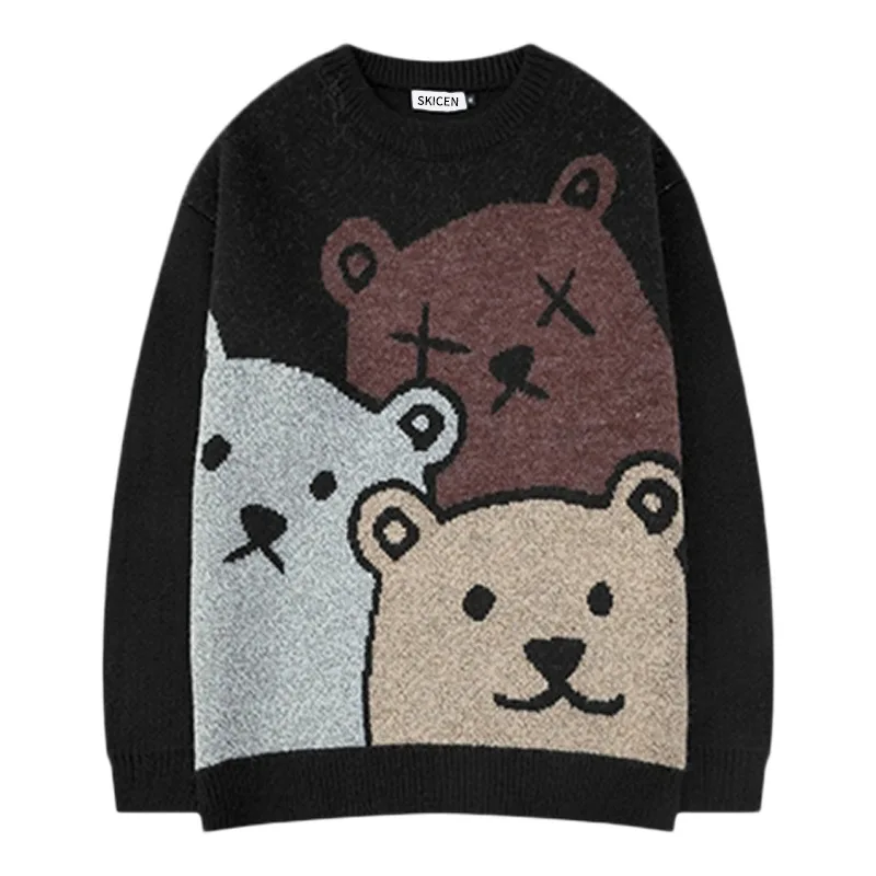 

Mens O-Neck Cotton Pullover Print Winter Warm High Quality Soft De Yq Clothing Knitted Casual Couples Bear Sweater Drop Shipping