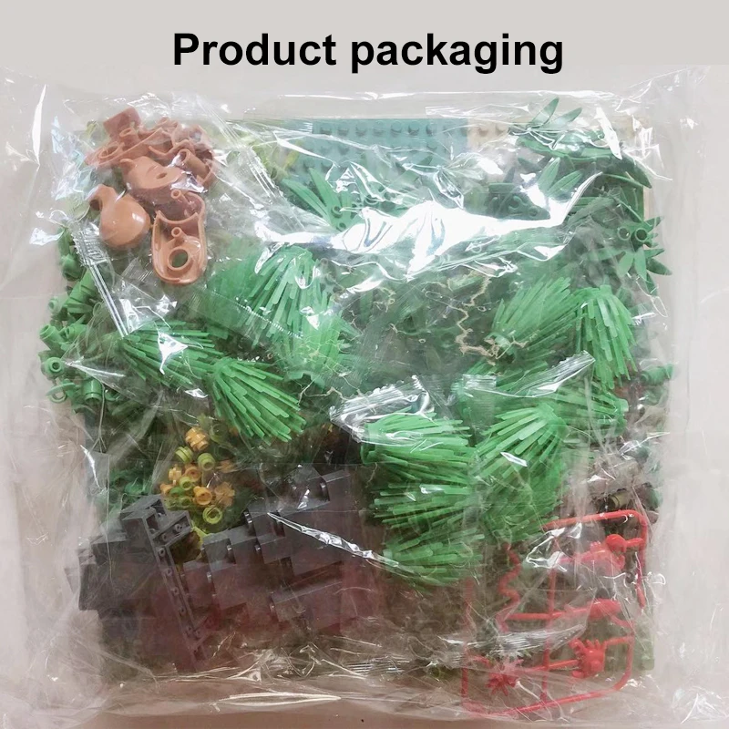 Rainforest Baseplate Parts Animal Green Grass Jungle Bush Flower Tree Plants Building Blocks DIY MOC Assemble Children Toy Gifts