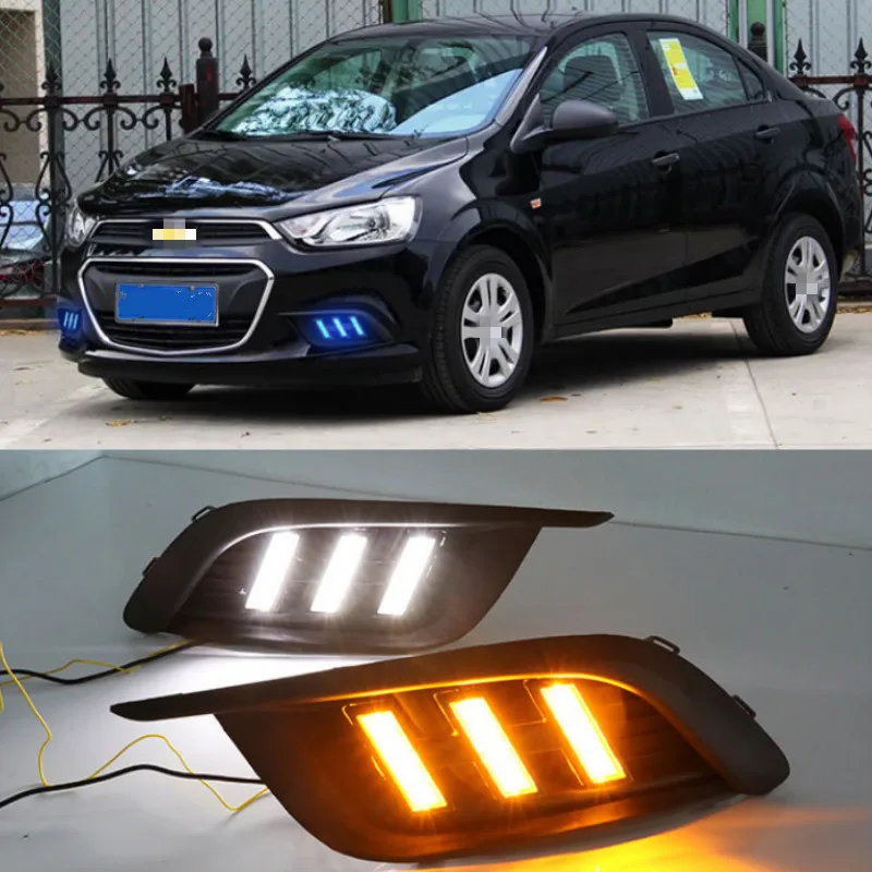 1 пара дневной лампы для Chevrolet Chevy AVEO Sonic 2014 2015 светодиодный дневные ходовые огни