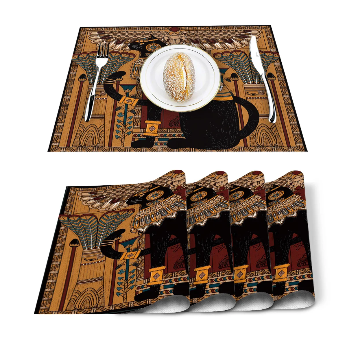 Древний Египет искусство кошка перо ретро салфетки коврик для посуды столовой