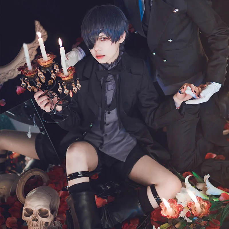 

Обувь для косплея; Аниме «Темный дворецкий Косплэй осенний Ciel Phantomhive демон дьявол черный мужской наряд-Униформа S-XL