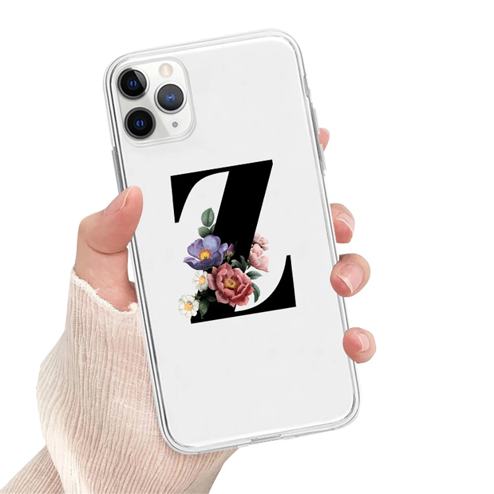 

26 letters A-Z Clear Phone Case For iPhone X XS MAX XR For iphone 7 8 plus 11 Pro MAX 6 6s plus Soft silicone Cases Cover
