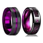 8 мм классическое мужское черное вольфрамовое фиолетовое кольцо-паз для мужчин кельтский дракон кольцо инкрустация фиолетовый циркон мужской браслет из углеродного волокна для свадьбы