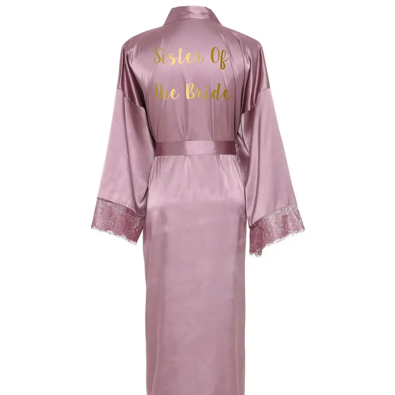 2020 New  Silk  Satin Lace Robes White Bridesmaid Bride Robes  Bridesmaid Robes Wedding  Long Robe  Bathrobe