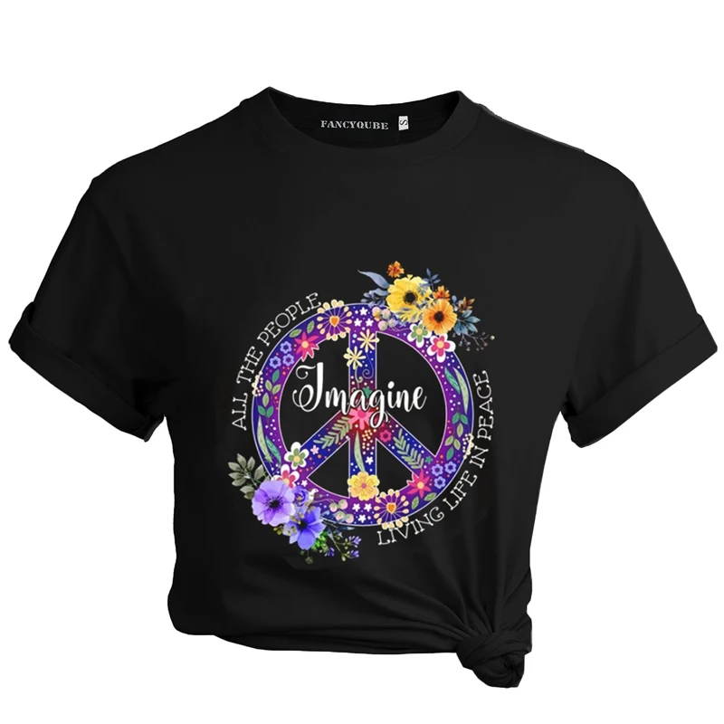 Женская футболка с надписью I'm Most peace love and светильник, женские летние свободные футболки, camiseta mujer S-XL