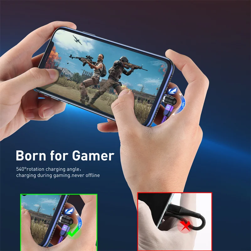 Магнитный кабель USLION 3A Micro usb type C аксессуары для телефонов зарядка iPhone 11 7 8 Plus Xr Xiaomi
