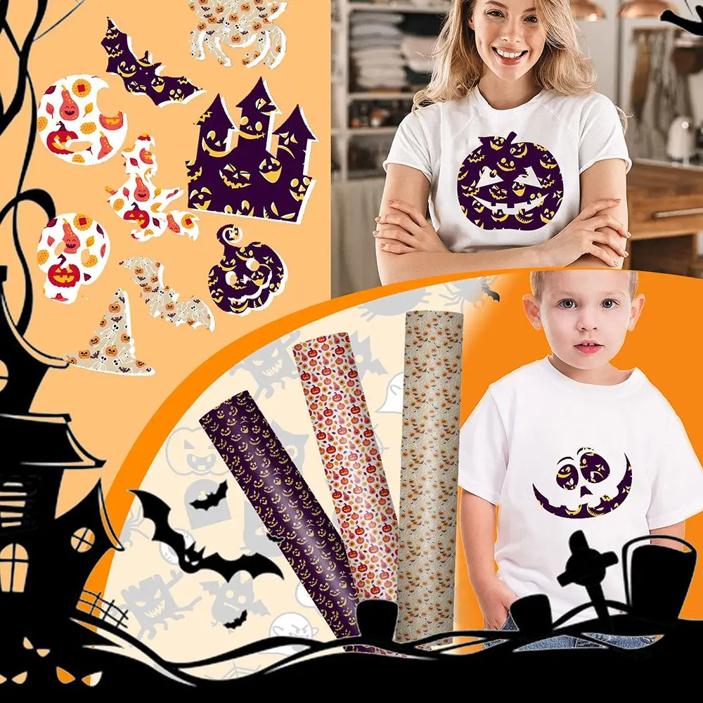 

Clothes Easy to Cut Vinyl Bundle Halloween Heat Transfer Vinyl Roll HTV Vinyl Pumpkin Ghost Spider Iron on Vinyl