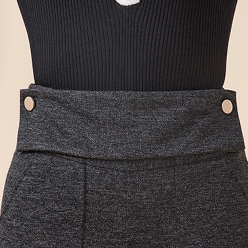 Женские шерстяные брюки с широкими штанинами высокой талией большие размеры |