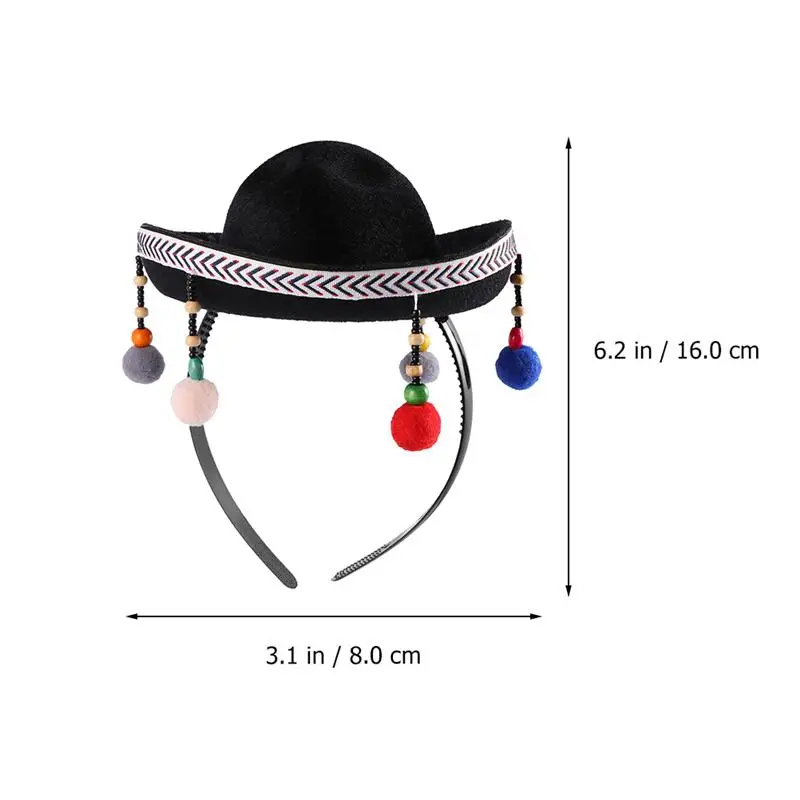 

3pcs Day of The Dead Headbands Costume Mexican Hat Hairbands Hair Accessories
