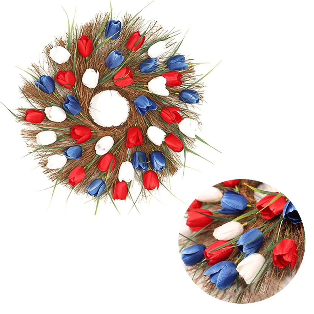 

Artificial Tulip Garland Simulation Decorative Wreath Artificial Flower Garland Door Decoration for Spring and Easter