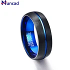 Мужское обручальное кольцо из карбида вольфрама с голубым покрытием 8 мм, матовое покрытие, размер от 7 до 12